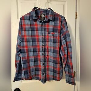 Men's Alpine Design Flannel Button Down Blue and Red Plaid Size M